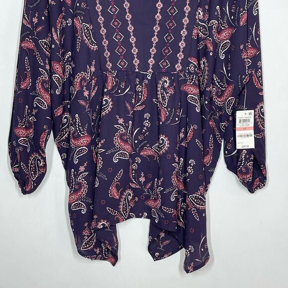NEW Style & Co Blouse Women's Plus Size 2X Purple Grape Paisley Core Boho - Picture 5 of 11